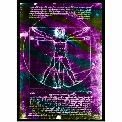 Da Vinci proportion man colorized blacklight Cut Out