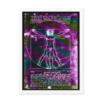 Da Vinci proportion man colorized blacklight Postcard