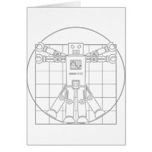 Da Vinci Vitruvian Robot Greeting Cards