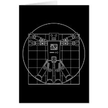 Da Vinci Vitruvian Robot Greeting Cards
