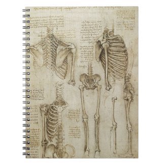Da Vinci's Human Skeleton Anatomy Sketches Spiral Notebooks