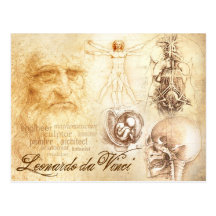 Da Vinci's Self-portrait and Anatomical Studies Postcard