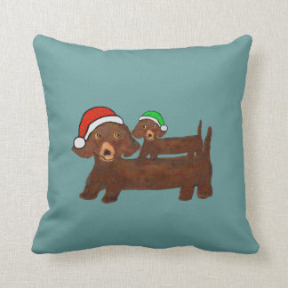 dachshund christmas throw pillows