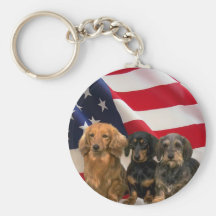 Dachshund America Keychain