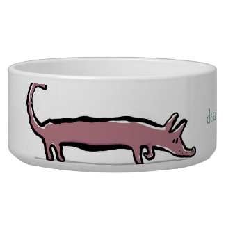 dachshund and bone - customizable dog bowl