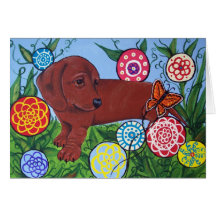 Dachshund and Butterfly Greeting Card