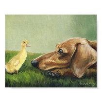 "Dachshund and Duckling" Dog Art Canvas Print by CharlottesWebArt "Dachshund and Duckling" Dog Art Canvas Print