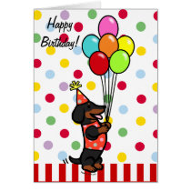 Dachshund Birthday Cartoon Balloons Card