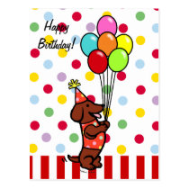 Dachshund Birthday Cartoon Balloons Postcards