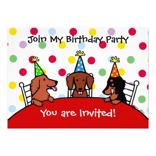 Dachshund Birthday Cartoon Party Invitation
