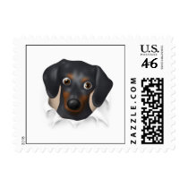 Dachshund (Black and Tan) Busting Out - Customized postage by cartoondogs Dachshund (Black and Tan) Busting Out - Customized postage