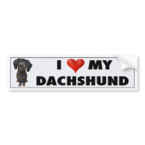 Dachshund (Black and Tan) Love Sticker bumper stickers by cartoondogs Dachshund (Black and Tan) Love Sticker bumper stickers
