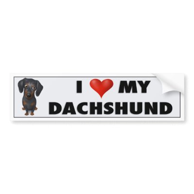 Dachshund (Black and Tan) Love Sticker Bumper Sticker by cartoondogs
