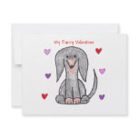 Dachshund Black Furry Valentine Invitations