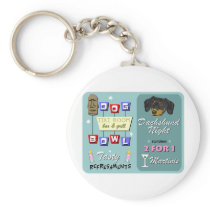 Dachshund Bowling Tiki Night Key Chains