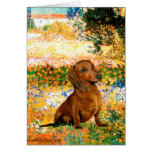 Dachshund (brown1) - Garden Fiorito Greeting Cards