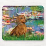 Dachshund (brown1) - Lilies 2 Mouse Mat
