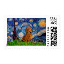 Dachshund (Brown1) - Starry Night Postage Stamps