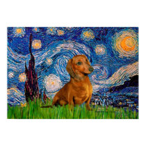 Dachshund (Brown1) - Starry Night posters by masterpiecedogs Dachshund (Brown1) - Starry Night posters