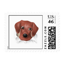 Dachshund (Brown) Busting Out - Customized postage by cartoondogs Dachshund (Brown) Busting Out - Customized postage