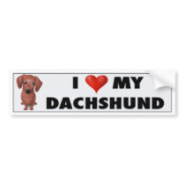Dachshund (Brown) Love Sticker bumper stickers by cartoondogs Dachshund (Brown) Love Sticker bumper stickers
