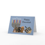 Dachshund Chanukah Card Menorah Dreidel4