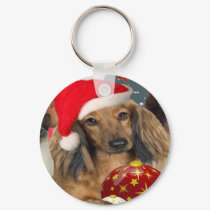 Dachshund Christmas Art on Gifts keychains