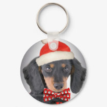 Dachshund Christmas Art on Gifts keychains
