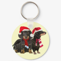 Dachshund Christmas Art on Gifts keychains