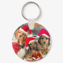 Dachshund Christmas Art on Gifts keychains