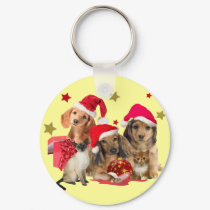 Dachshund Christmas Art on Gifts keychains