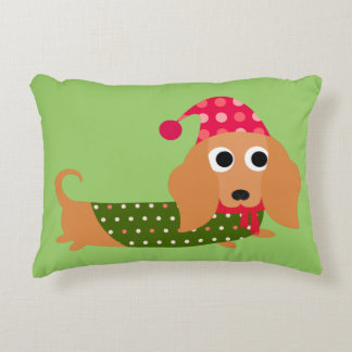 dachshund holiday pillow