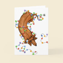 Dachshund Christmas Lights Card