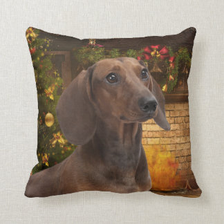 dachshund christmas throw pillows