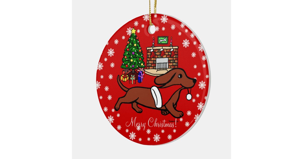 dachshund christmas running ceramic ornament zazzle dachshund christmas running ceramic ornament zazzle