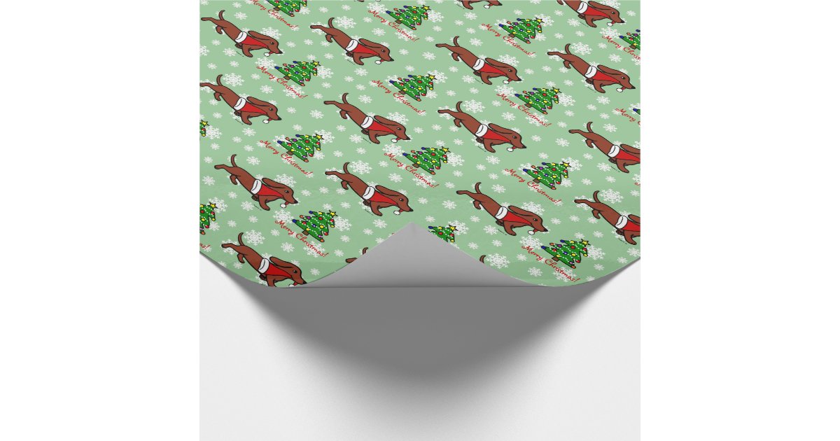 Dachshund Christmas Running Wrapping Paper Zazzle