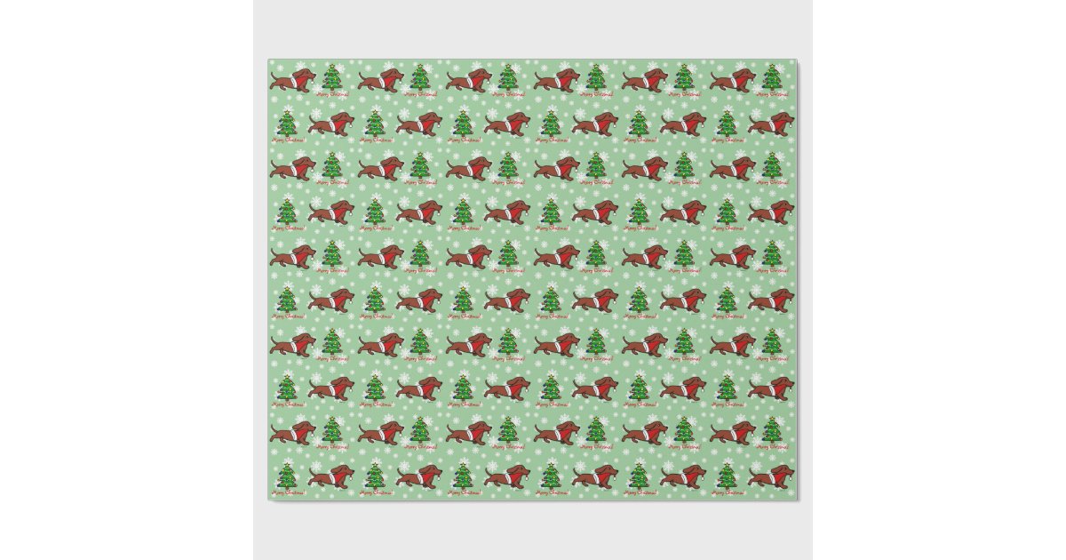 Dachshund Christmas Running Wrapping Paper Zazzle