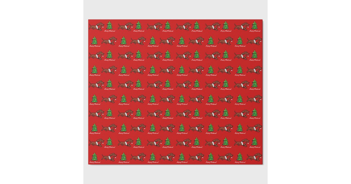 Dachshund Christmas Running Wrapping Paper Zazzle
