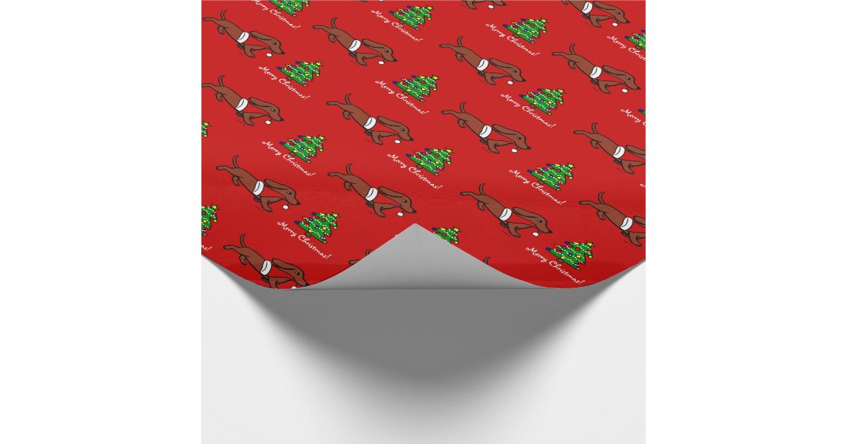 Dachshund Christmas Running Wrapping Paper Zazzle
