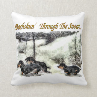 dachshund christmas throw pillows