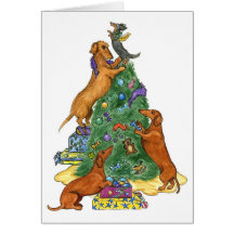 Dachshund Christmas Tree Card
