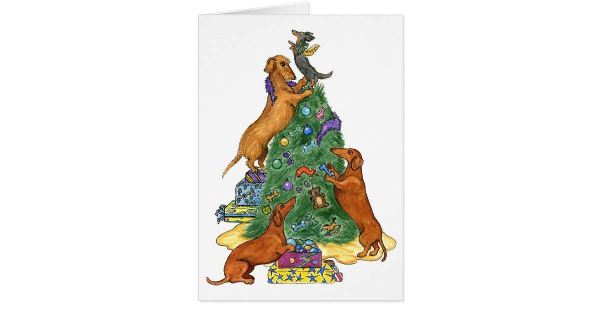 dachshund christmas tree card zazzle dachshund christmas tree card zazzle