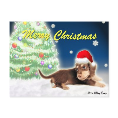 Dachshund Christmas Tree Postcard by LittleMilkyShop