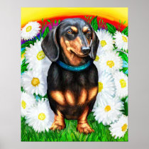 Dachshund Daisy Patch B&T Poster posters