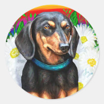 Dachshund Daisy Patch B&T stickers