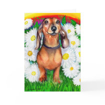 Dachshund Daisy Patch Greeting Cards by DanesRUs Dachshund Daisy Patch Greeting Cards