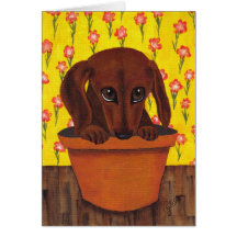 Dachshund Dog Too Cute Greeting Card