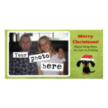 Dachshund Doggie Christmas Personalized Photo Card
