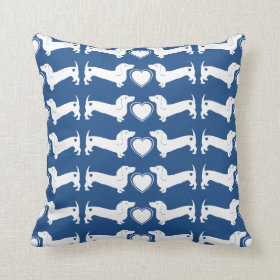 Dachshund Dogs with Heart Pattern Pillows