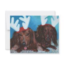 Dachshund Doxie Pair Christmas Invitation